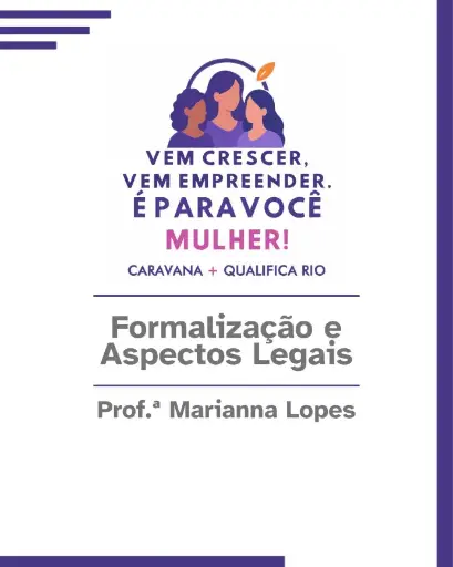 Curso: Formalização e Aspectos Legais